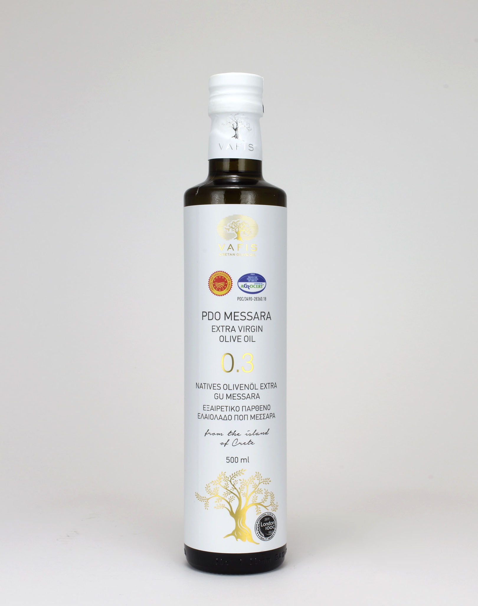 Vafis PDO Messara 0.3 Extra Virgin Olive Oil, 500ml Bottle