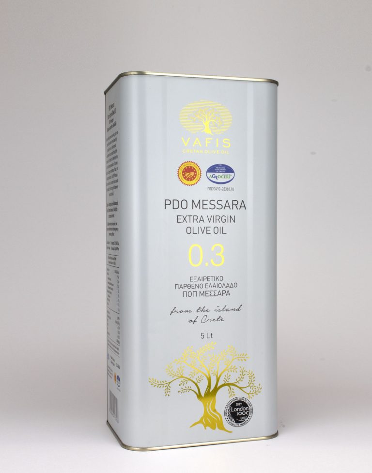 Vafis PDO Messara 0.3 Extra Virgin Olive Oil, 5L Tin